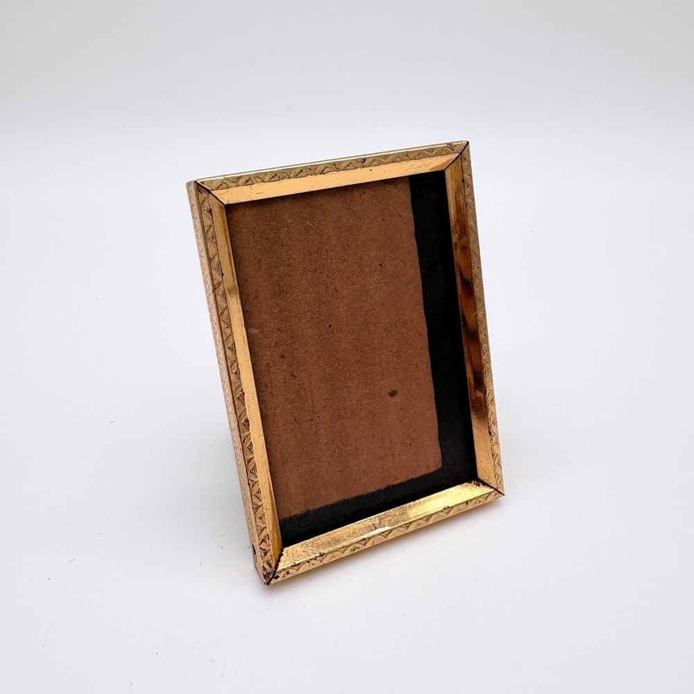 Vintage Gold Etched Brass‎ Picture Frame Ornate Hollywood Regency Tabletop Decor